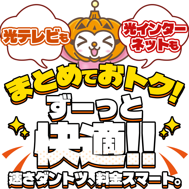 光テレビも光インターネットもまとめておトク!ずーっと快適!速さダントツ、料金スマート。