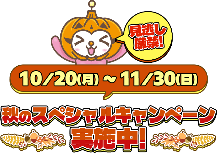 10/20(月)~11/30(日)秋のスペシャルキャンペーン実施中!