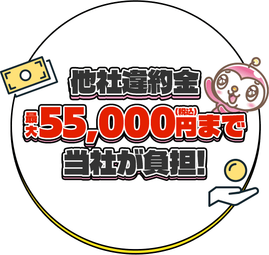 他社違約金最大33,000円(税込)まで当社が負担!